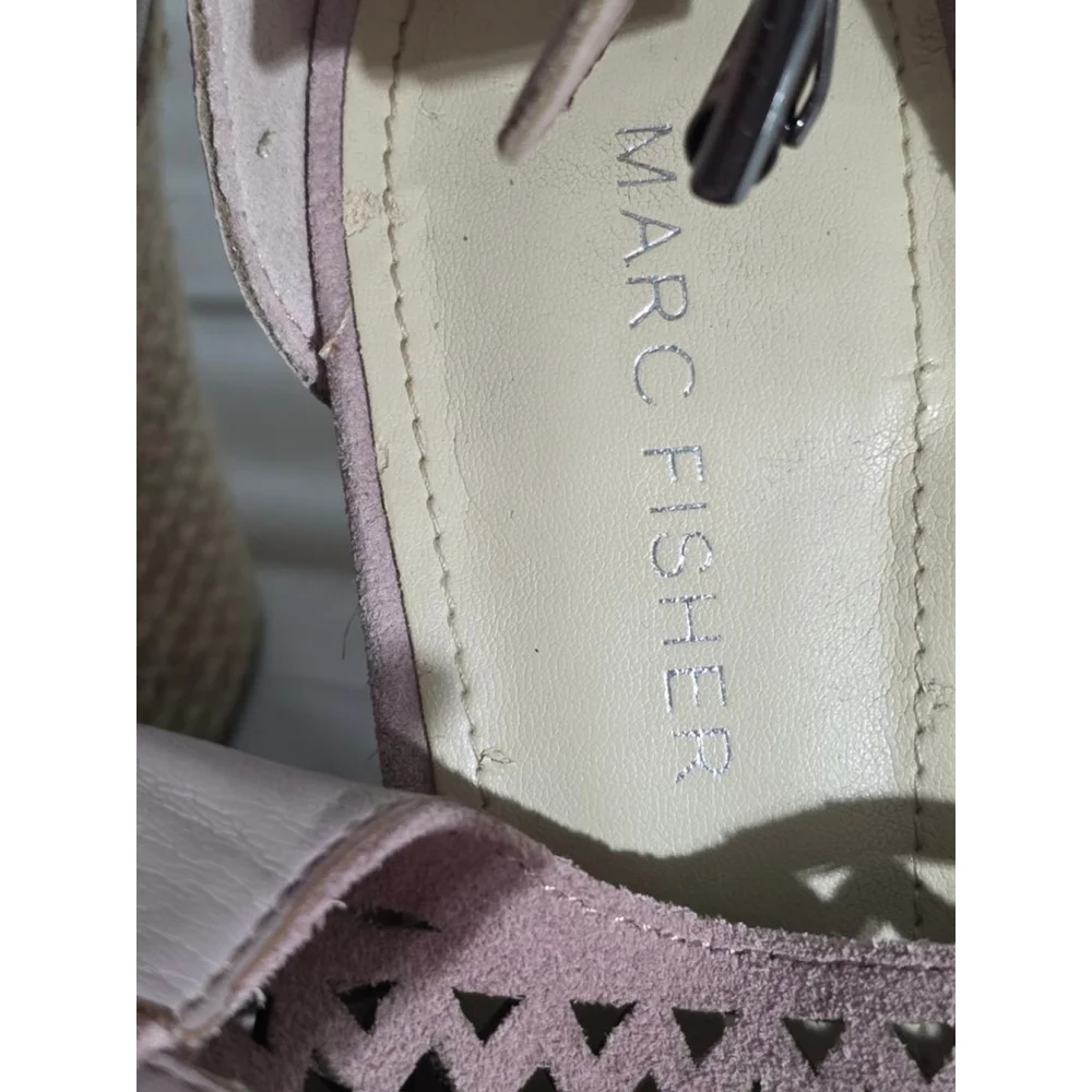 Women's Marc Fisher Pink Beige Espadrille Wedge Sandals US‎ 7